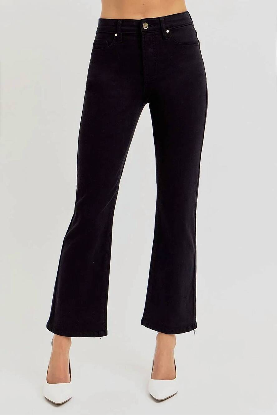 NEW RISEN florence crop flared jeans in black